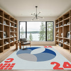 Modern Blue Gray Abstract Circle Rug