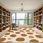 Abstract Brown Polka Dot Composition Rug