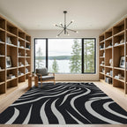 Monochrome Black Gray Zebra Strips Rug