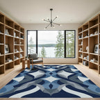 Deep Blue Geometric Quatrefoil Rug