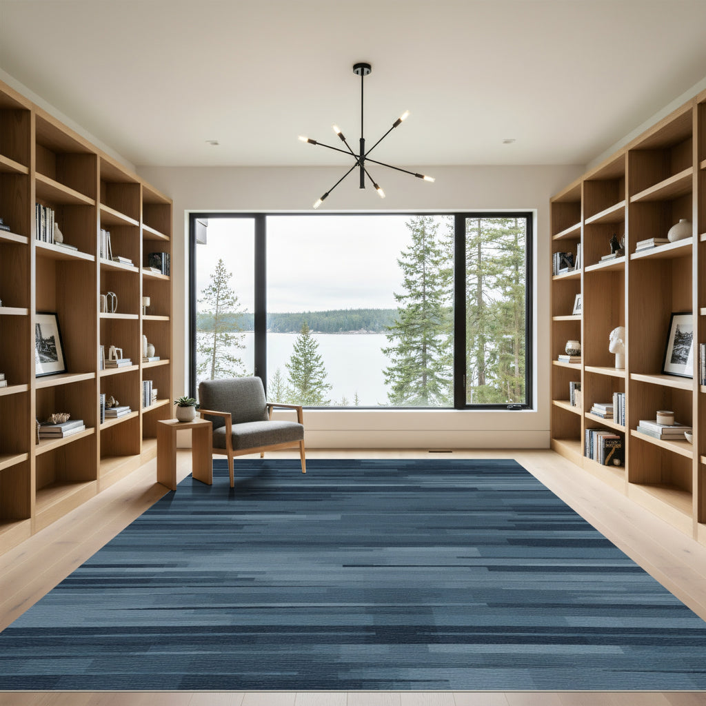 Ombre Teal Horizontal Stripe Rug