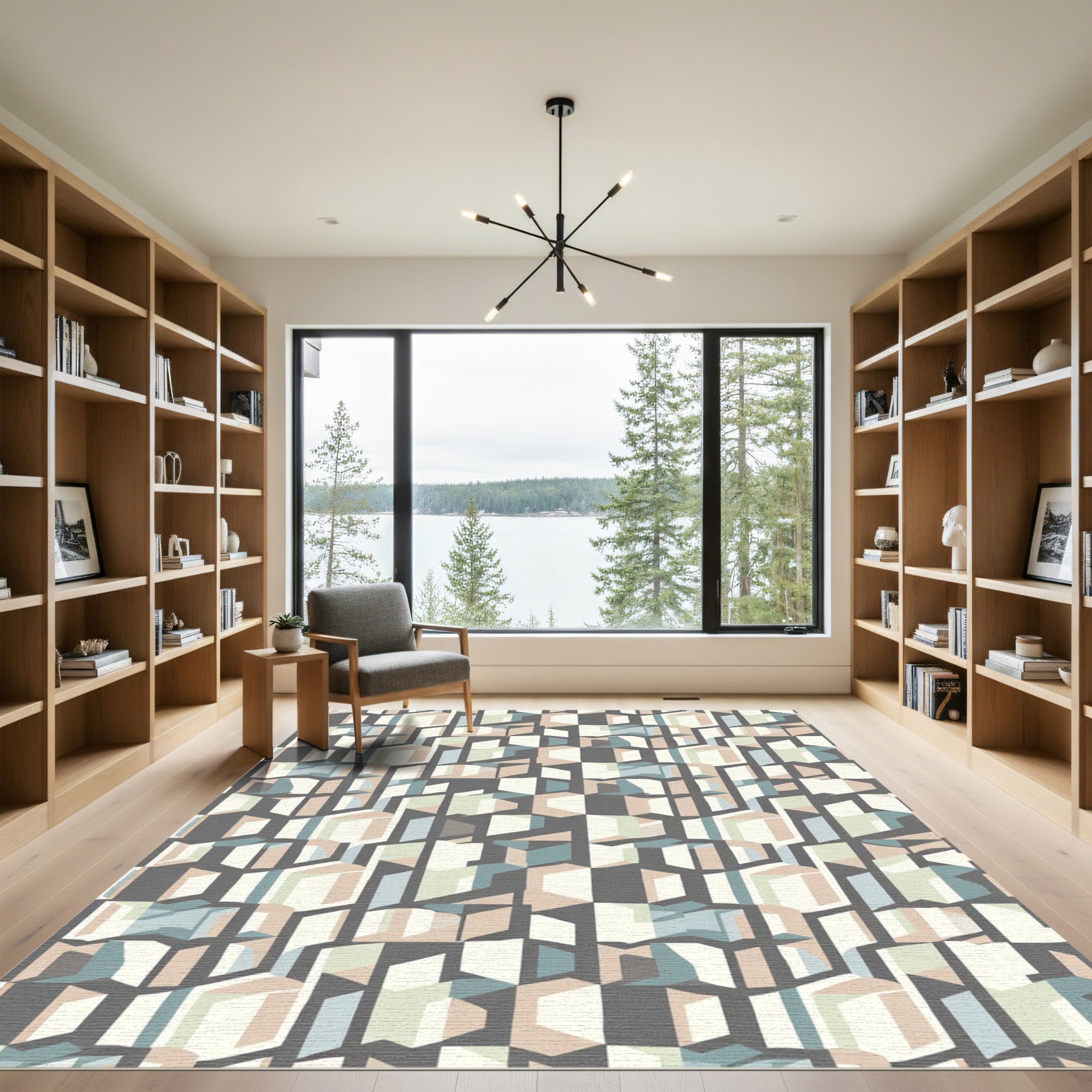 Geometric Cube Illusion Shadow Rug