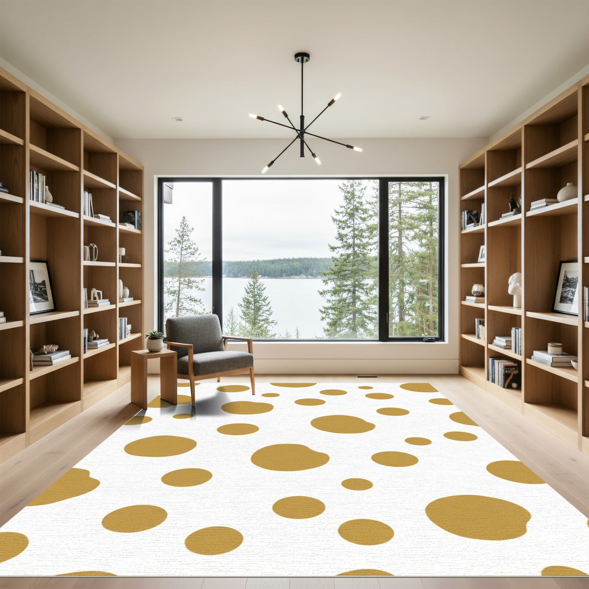 Caramel Dots On White Background Rug