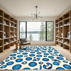 Blue Jagged Circles And Snakes Rug