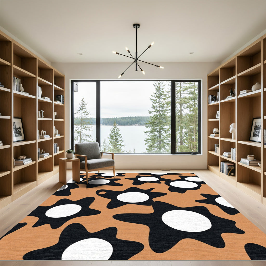 Mid Century Starburst Orange Black Rug