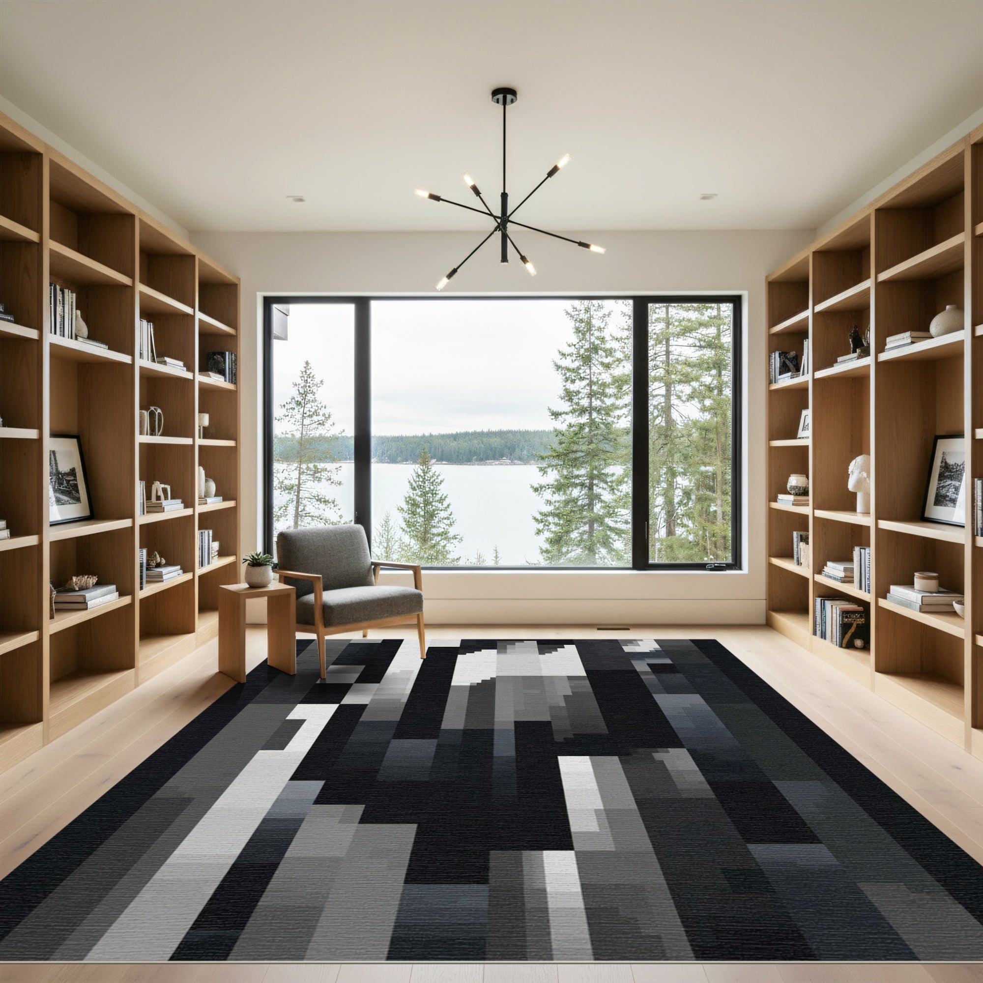 Monochromatic Textured Vertical Shards Rug