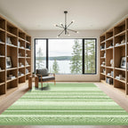 Muted Green Striped Geometric Blend Rug