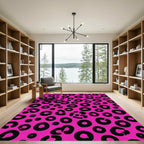 Bold Pink Black Leopard Spot Rug