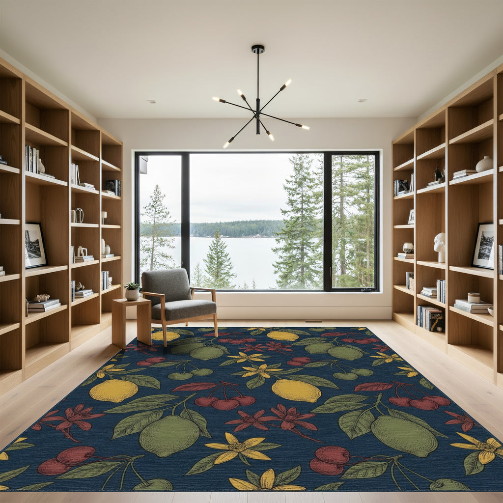 Vintage Lemon Cherry Botanical Garden Rug