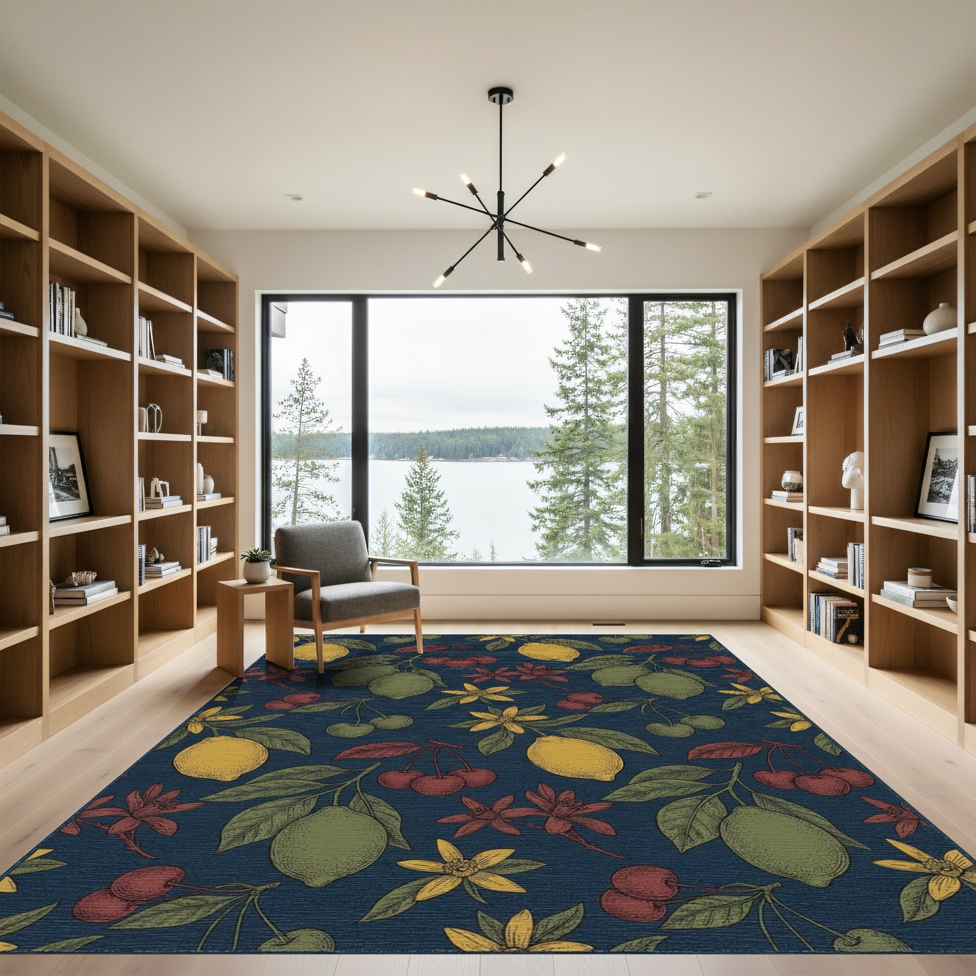 Vintage Lemon Cherry Botanical Garden Rug