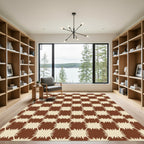 Brown Beige Splattered Squares Rug