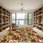 Bold Abstract Camouflage Crimson Overlay Rug