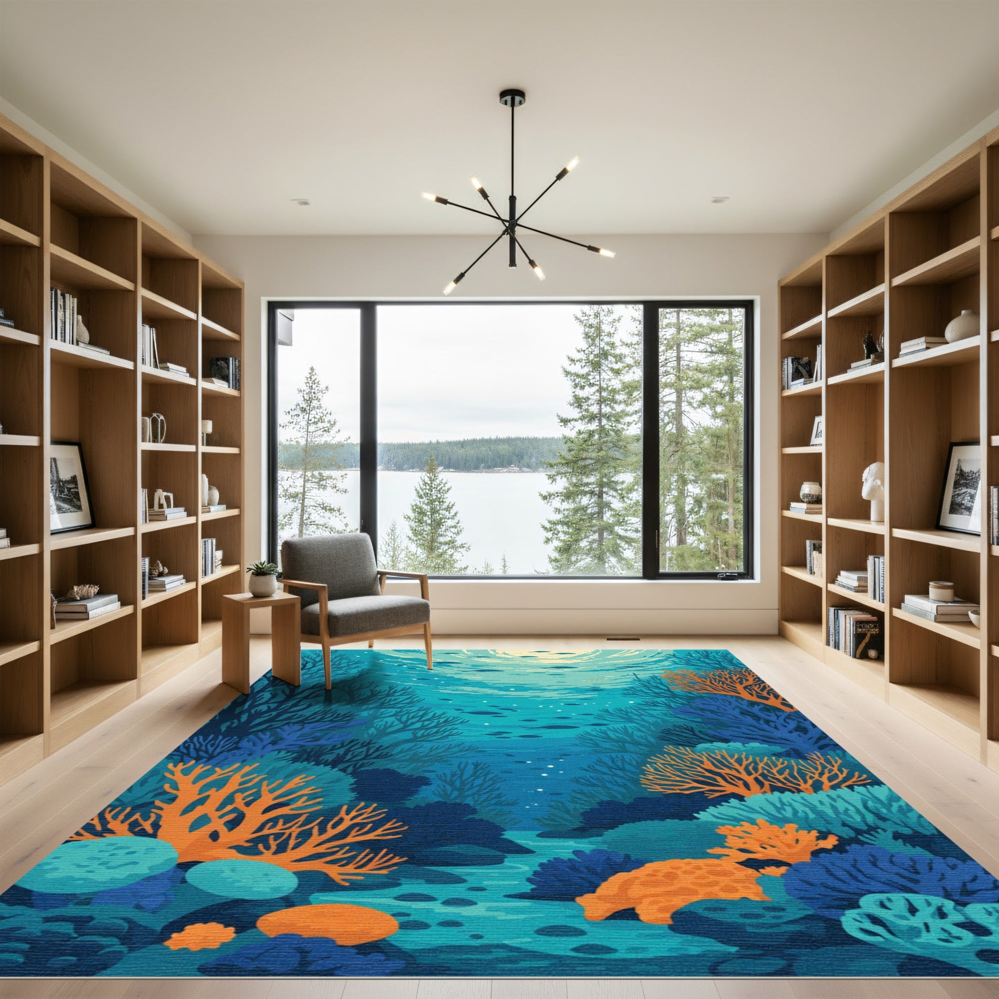 Vibrant Coral Reef Undersea Scene Rug