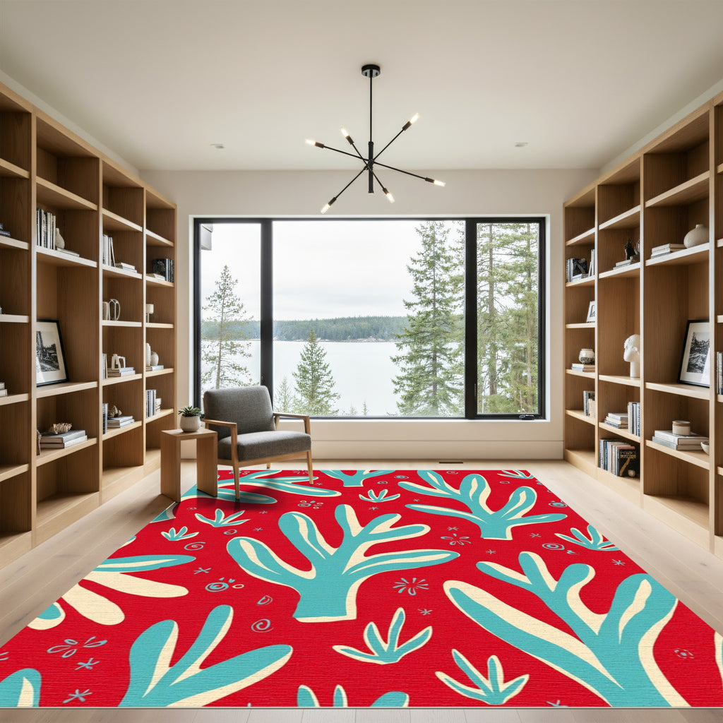 Coral Red Abstract Coral Grove Rug