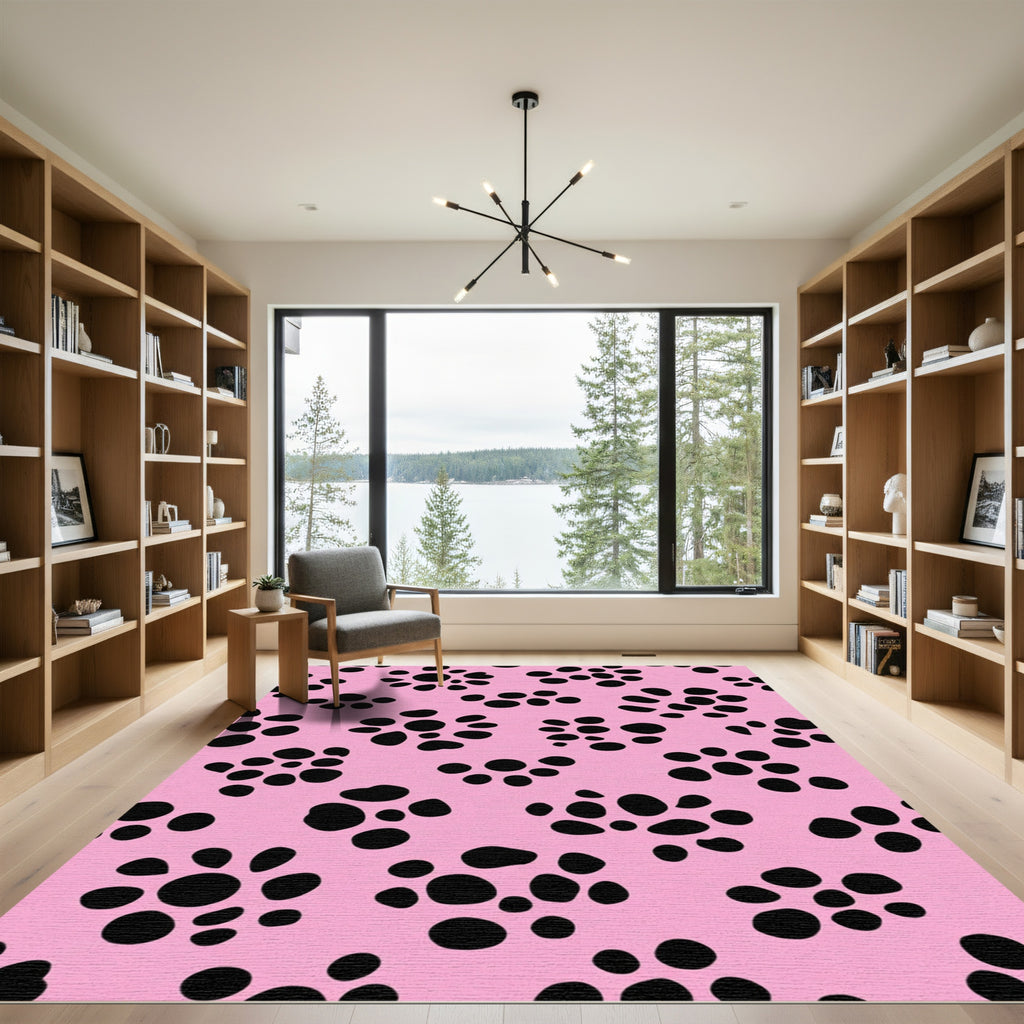 Pink Black Dot Cluster Rug