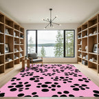 Pink Black Dot Cluster Rug