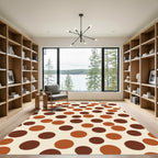 Earthy Brown And Orange Polka Dot Rug