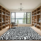 Black White Abstract Continuous Line Rug