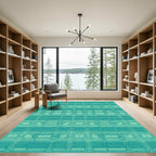 Teal Geometric Interlocking Lines Rug