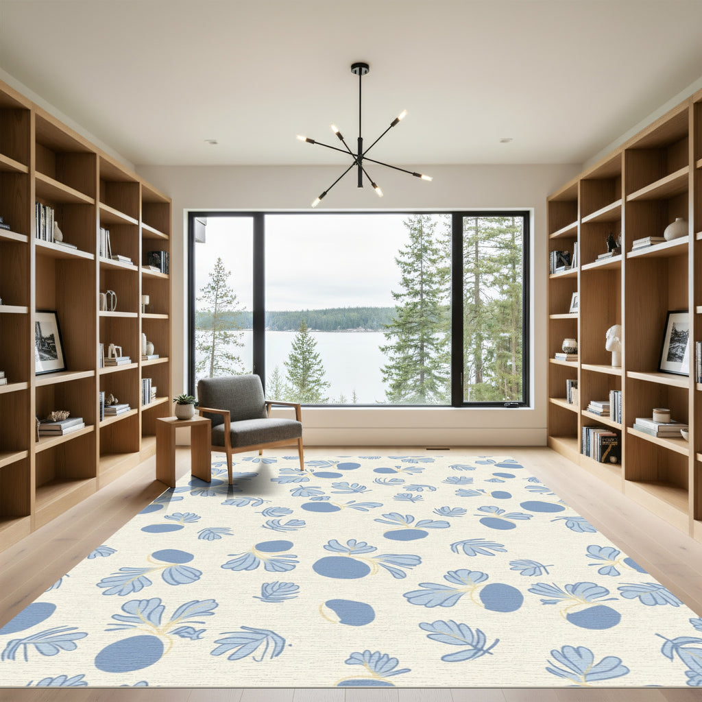 Pale Blue Botanical Scatter Rug
