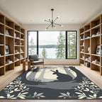 Monochromatic Forest Hare Silhouette Rug