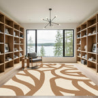 Abstract Tan Cream Organic Waves Rug