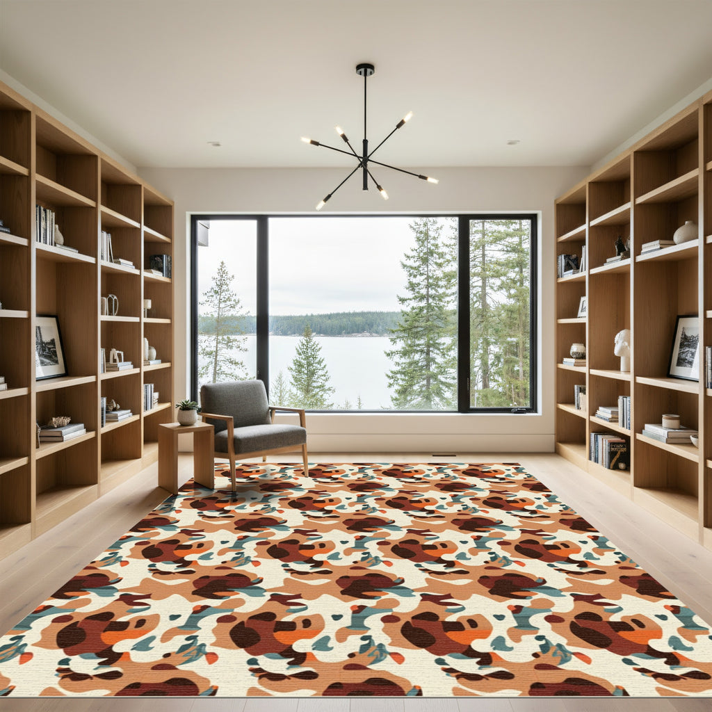 Earthy Camouflage Organic Shapes Rug