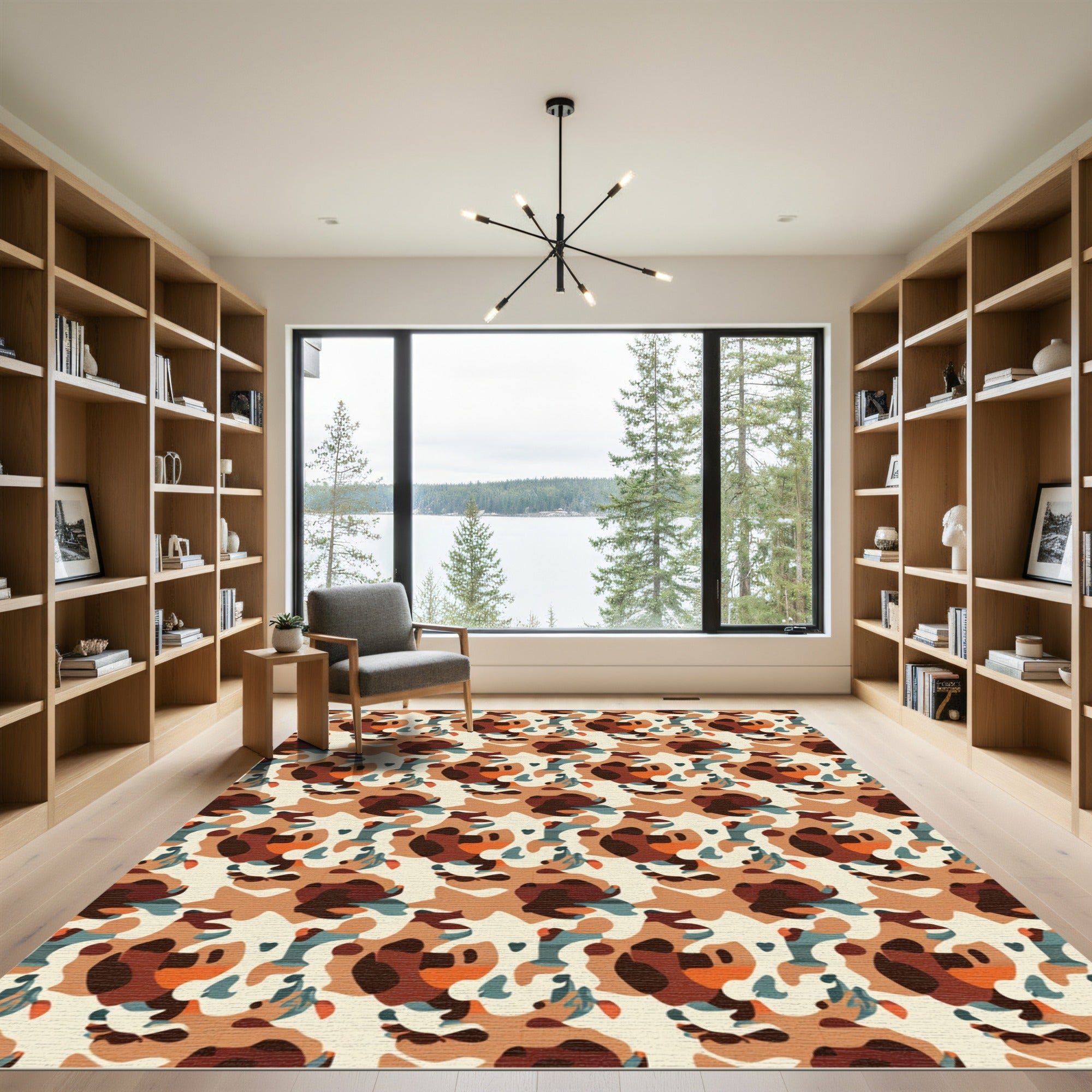 Earthy Camouflage Organic Shapes Rug