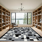 Abstract Geometric Monochrome Composition Rug