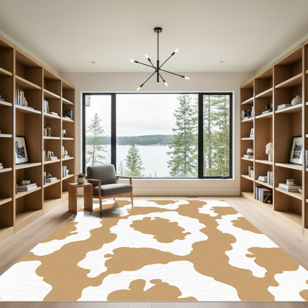 Earthy Tan White Organic Spots Rug