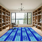 Bright Blue Ethnic Stripe Rug