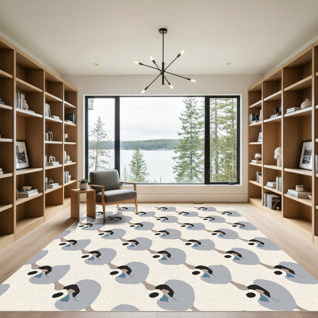 Gray Blue Abstract Organic Form Rug