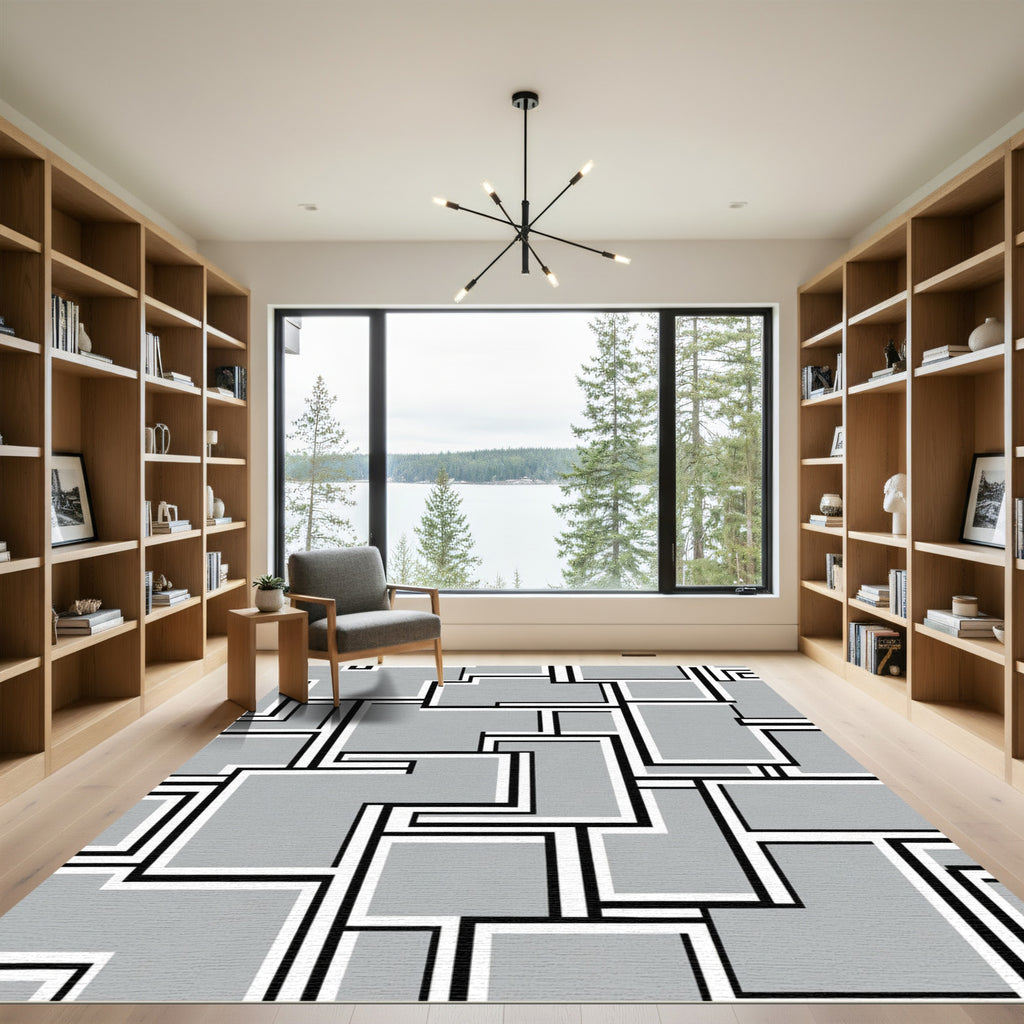 Cool Geometric Shapes Gray Composition Rug