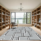 Cool Geometric Shapes Gray Composition Rug