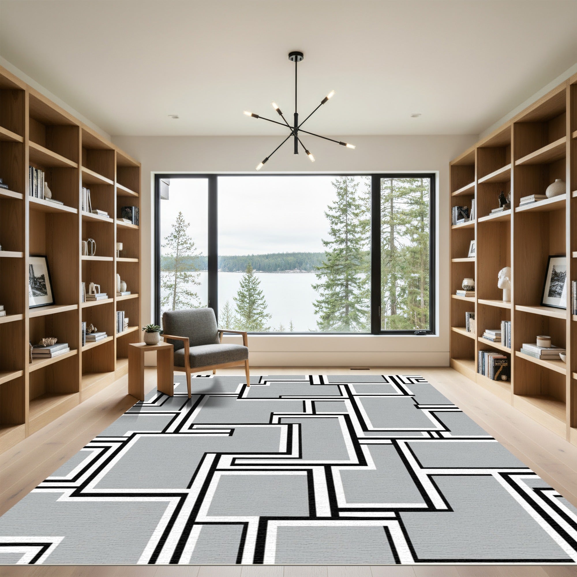 Cool Geometric Shapes Gray Composition Rug