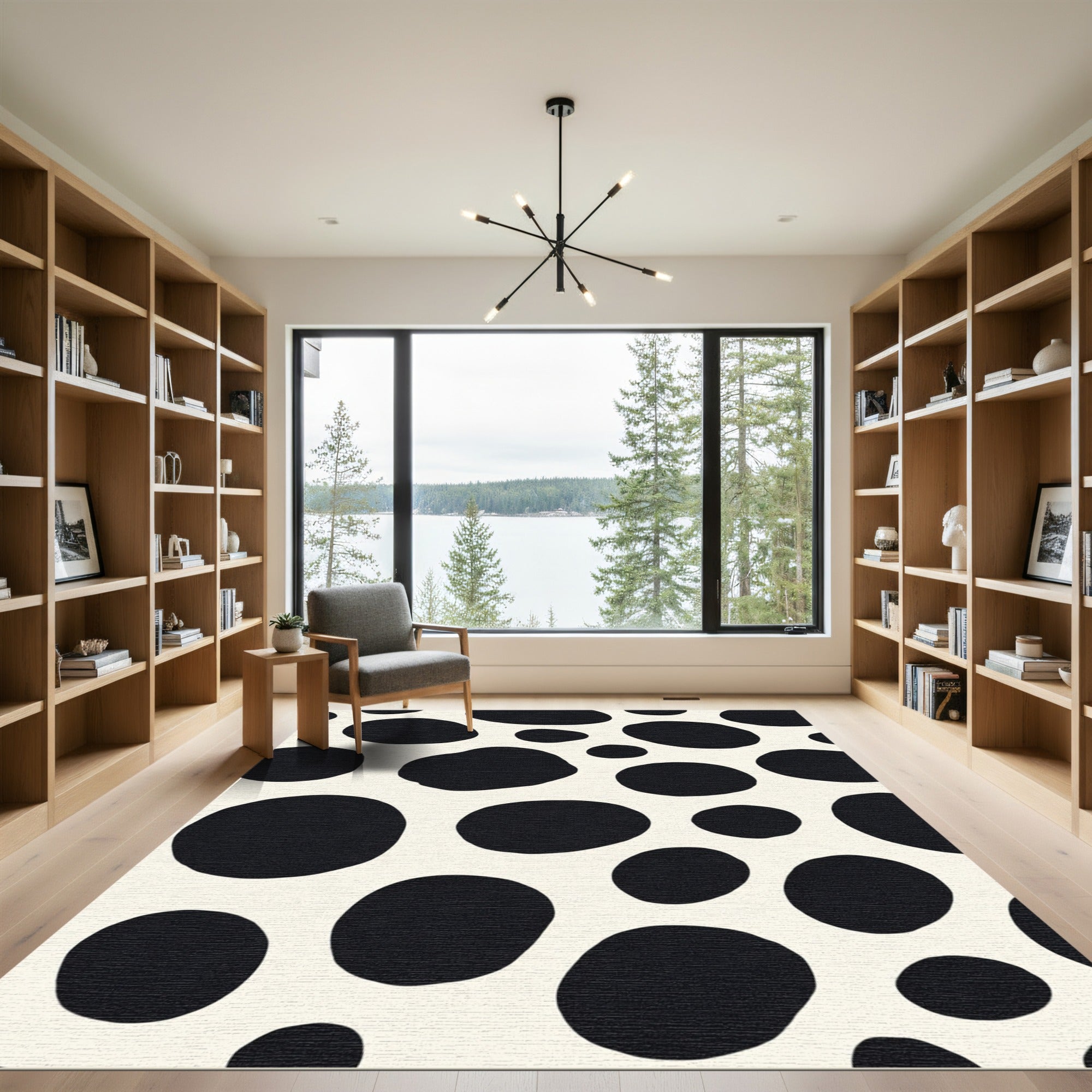 Black And White Irregular Spots Rug