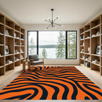Orange Black Wavy Animal Print Rug