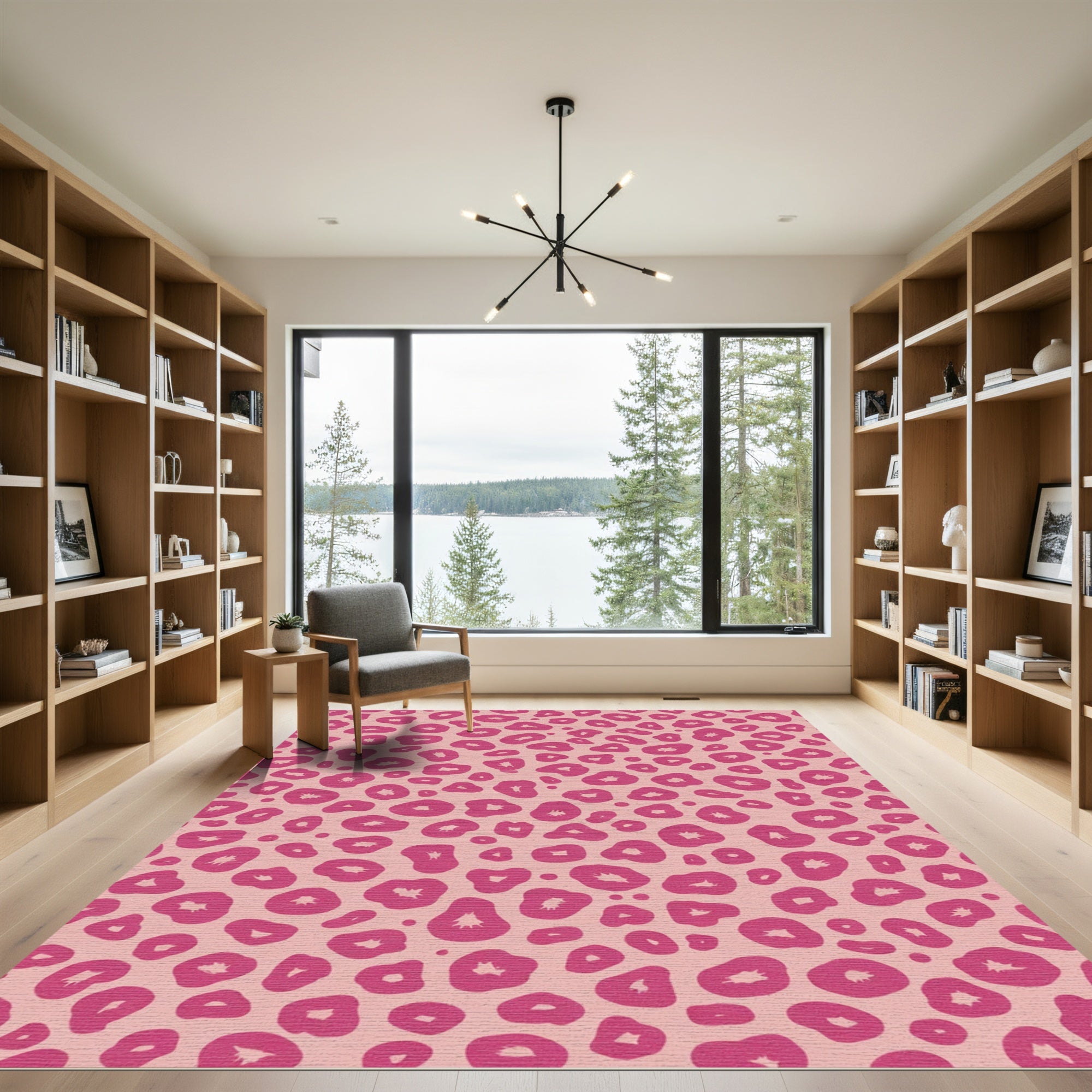 Pink Leopard Spots Contemporary Animal Rug