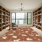 Terracotta Cream Floral Winged Motif Rug