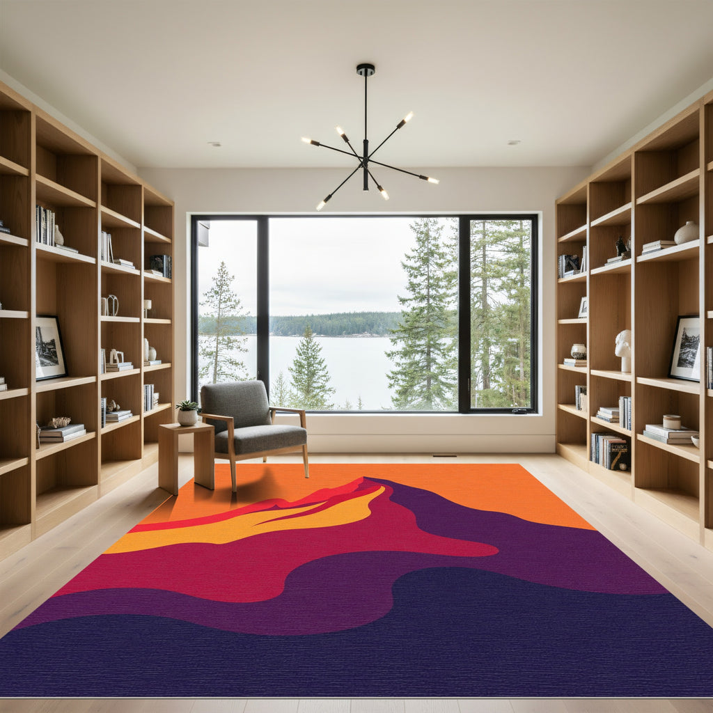 Vivid Abstract Mountain Sunset Rug