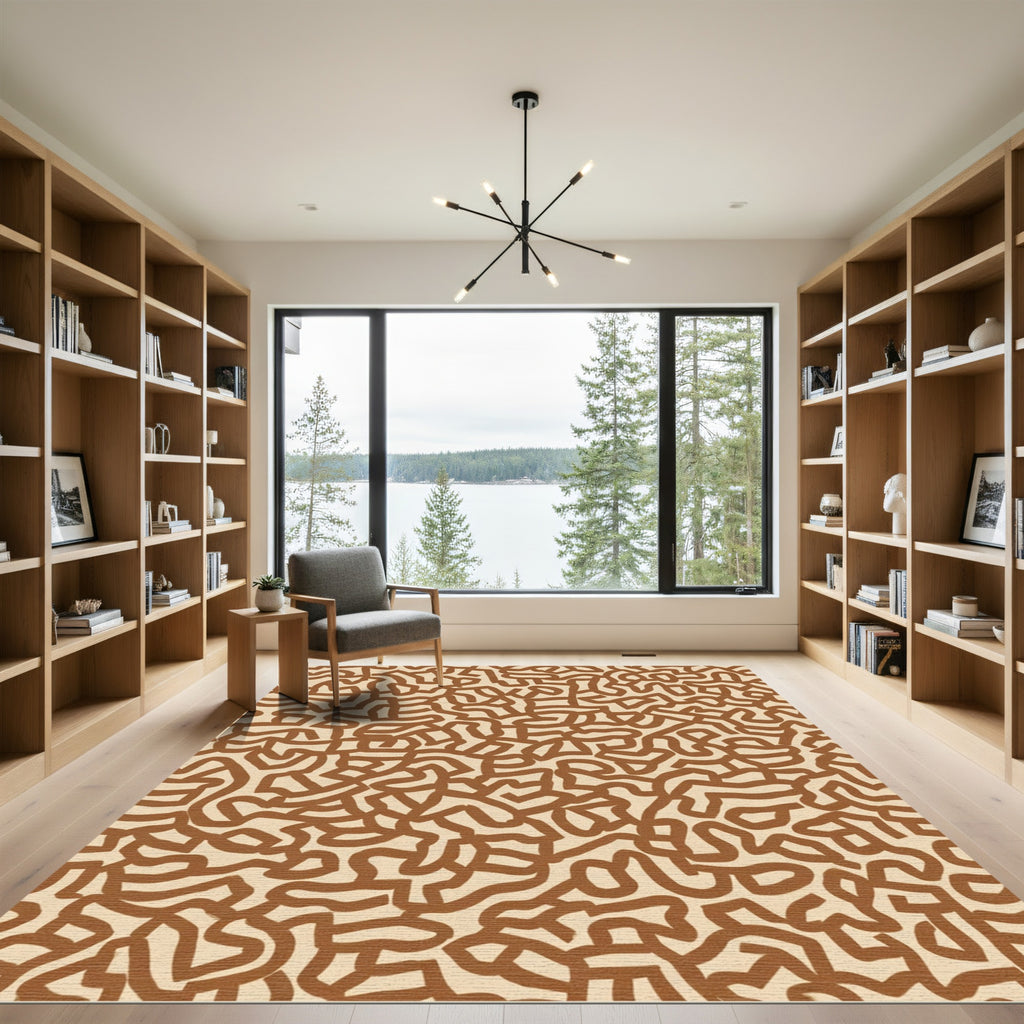 Abstract Terracotta Organic Weave Rug