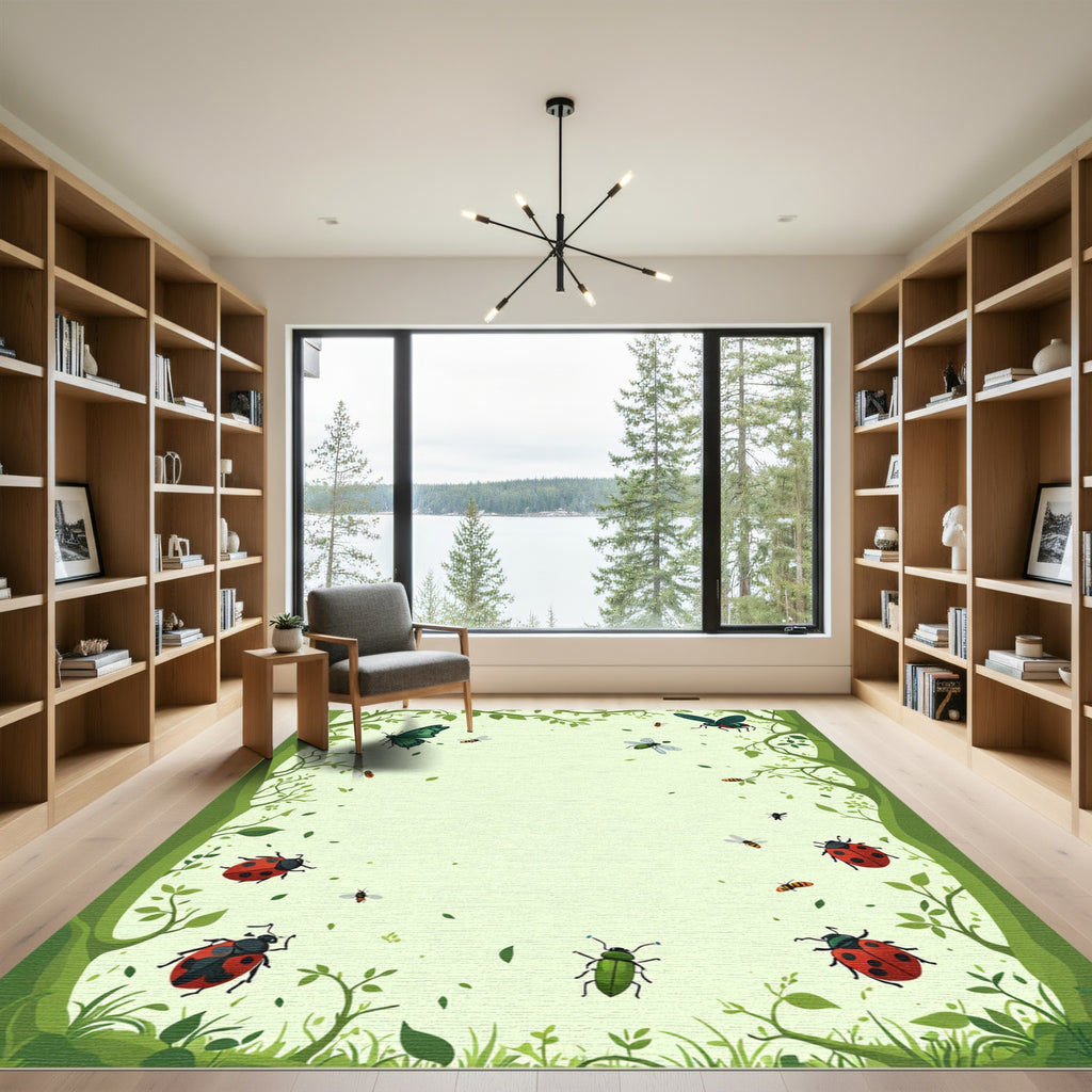 Whimsical Garden Bugs and Butterfly Rug
