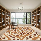 Brown Tan Polka Dot Abstract Rug