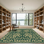 Emerald Green Floral Medallion Arrangement Rug