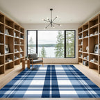 Classic Blue Tartan Plaid Rug