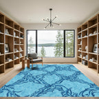 Aqua Blue Swirl Diamond Rug
