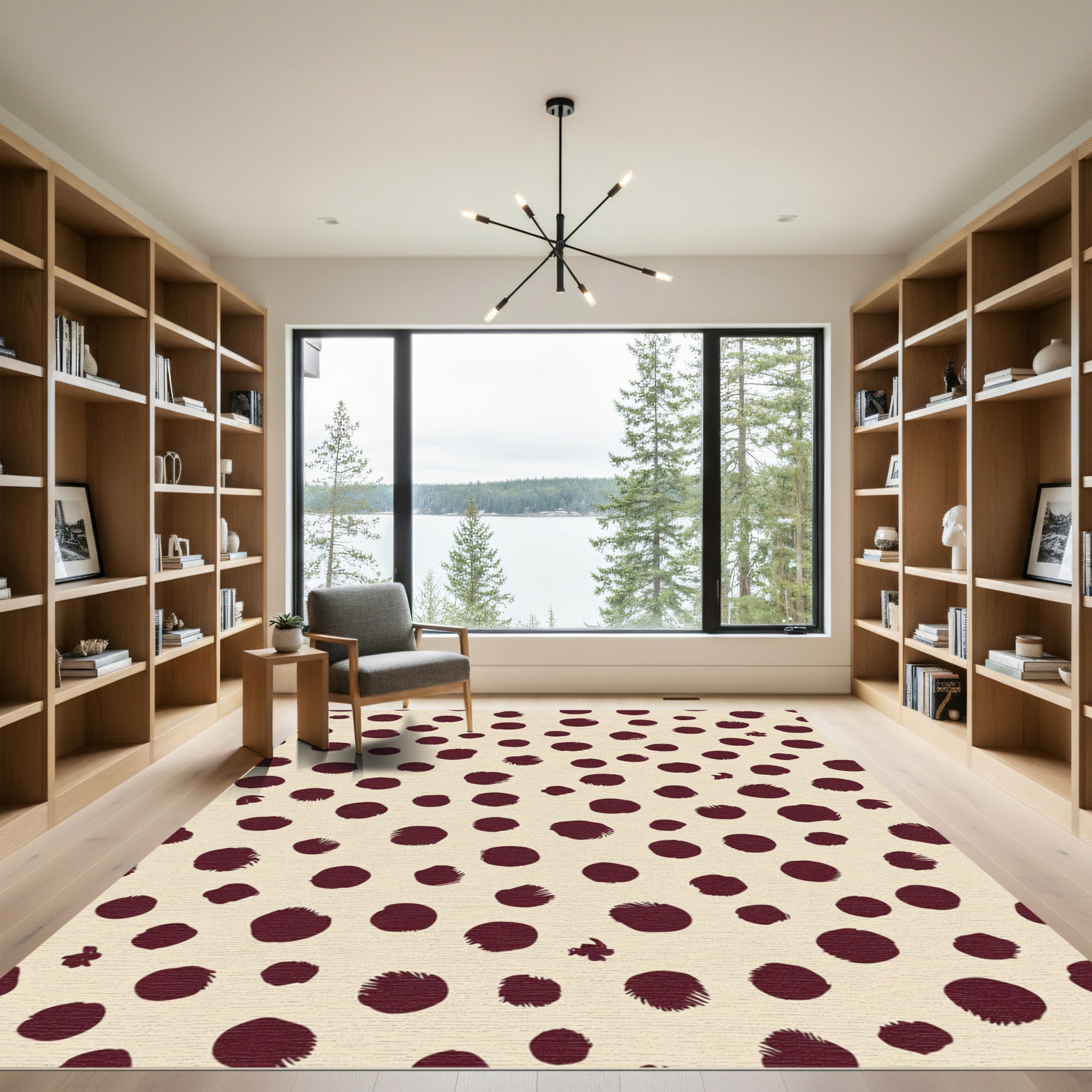 Deep Red Polka Dot Scatter Rug