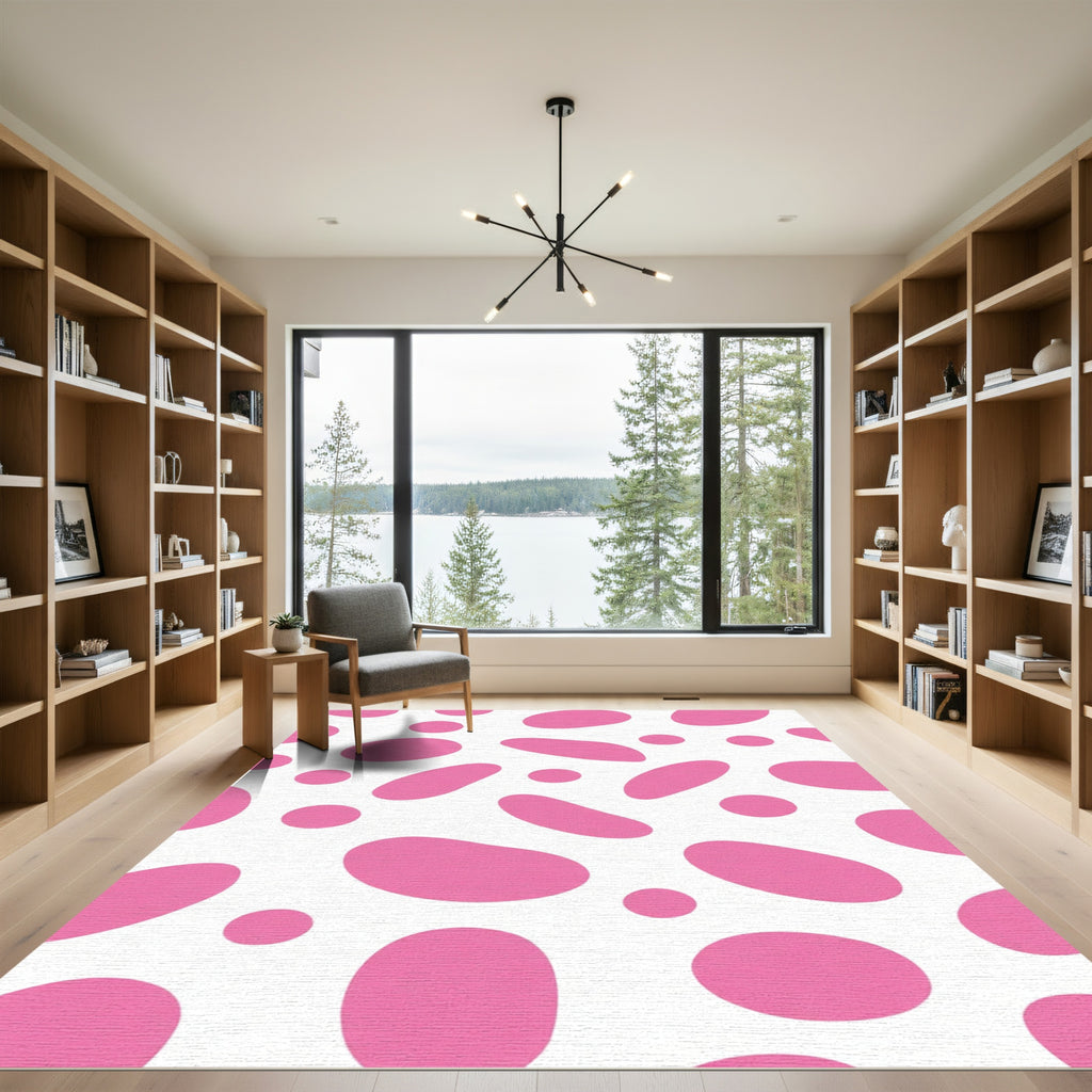Pink Blob Spot Composition Rug