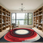 Modern Red Concentric Circles Rug