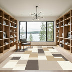 Neutral Geometric Abstract Blocks Rug